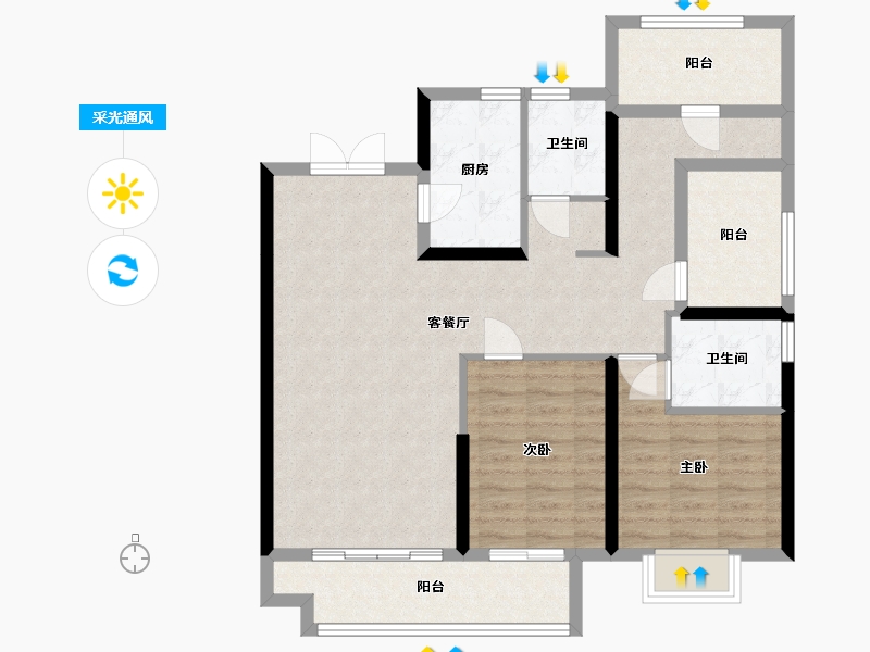 福建省-福州市-阳光城花满墅-110.00-户型库-采光通风