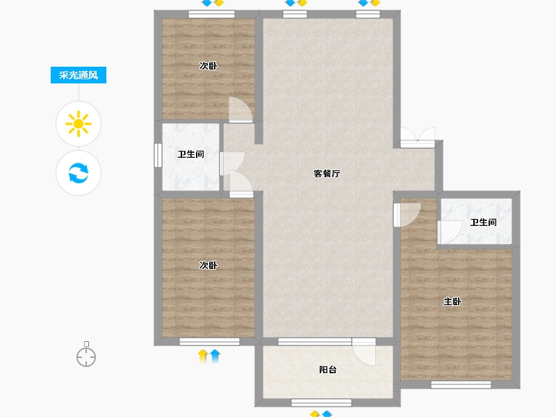 内蒙古自治区-赤峰市-金宇华府-120.39-户型库-采光通风