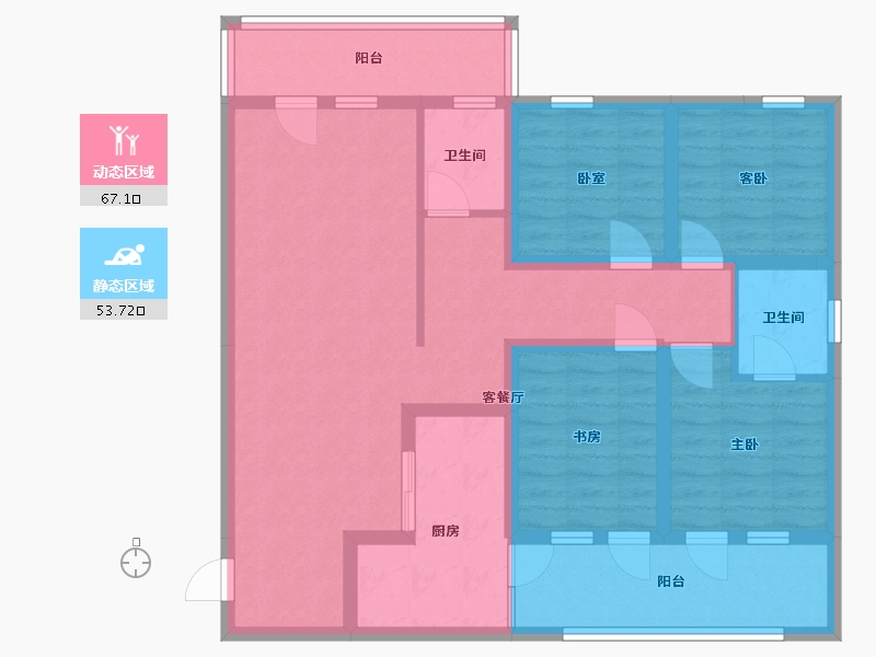 湖北省-咸宁市-小桥商业中心-111.46-户型库-动静分区