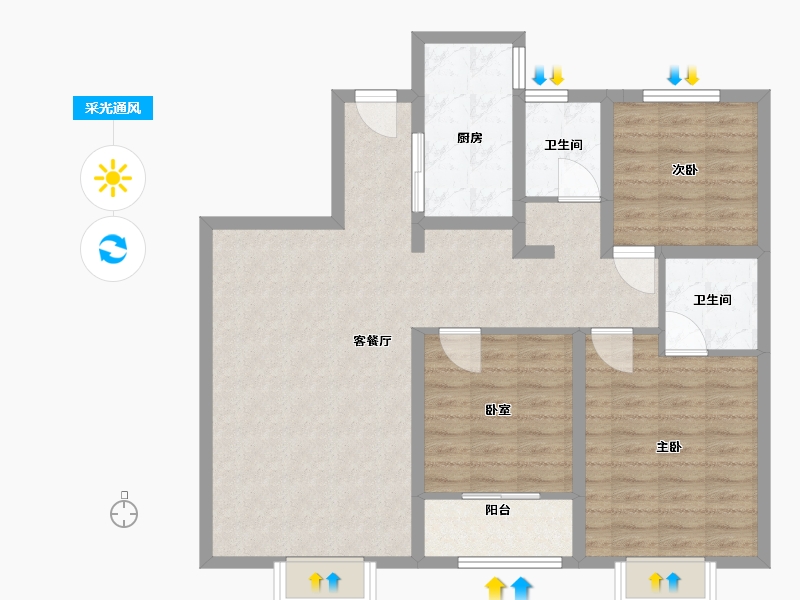 山东省-聊城市-民生冠洲苑-92.00-户型库-采光通风