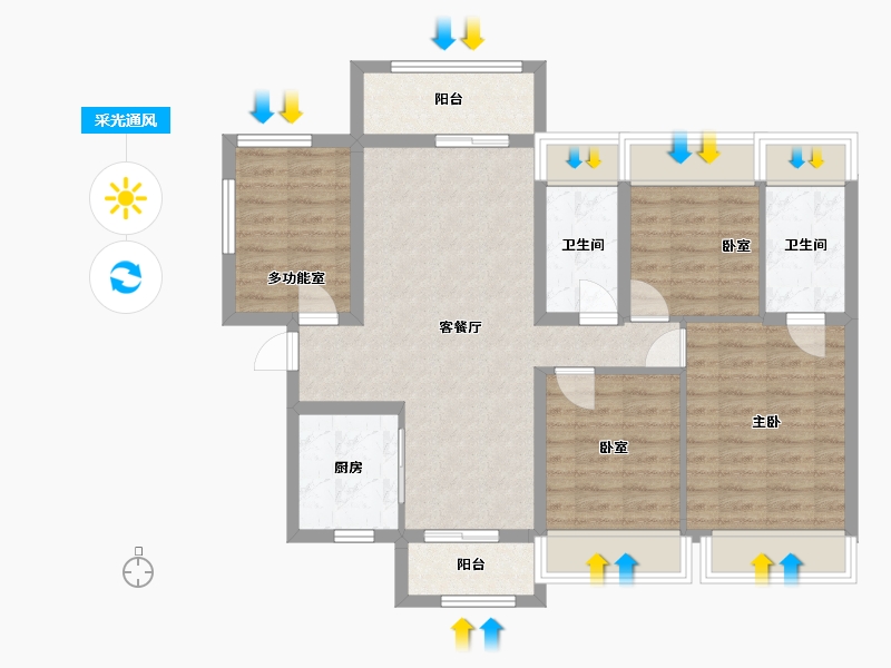 广东省-中山市-中山沙溪龙光玖龙山-90.09-户型库-采光通风