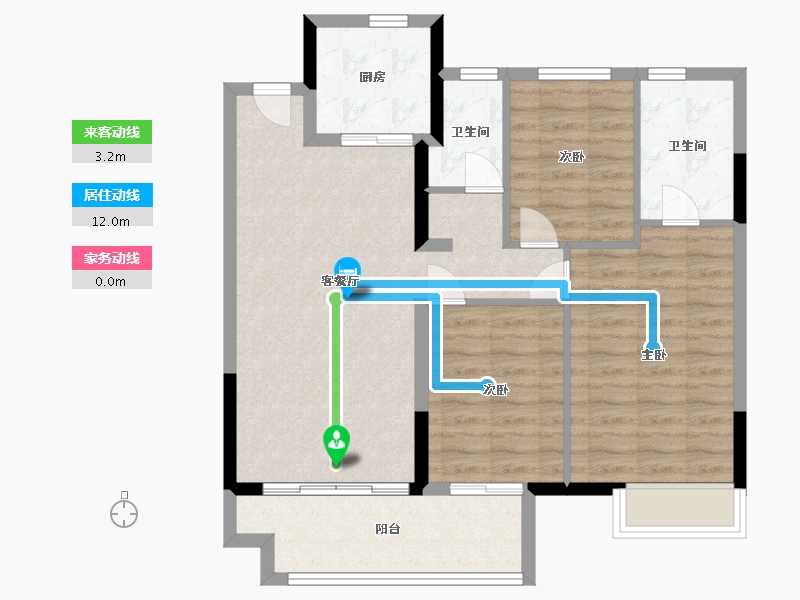 江苏省-苏州市-云溪庭-84.00-户型库-动静线