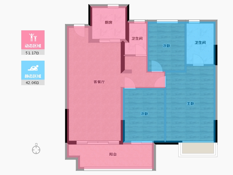 江苏省-苏州市-云溪庭-84.00-户型库-动静分区