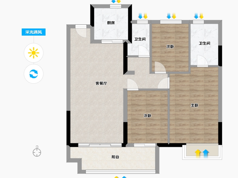 江苏省-苏州市-云溪庭-84.00-户型库-采光通风