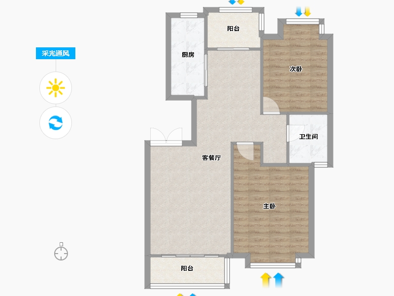 湖北省-武汉市-新华家园悦景居-79.76-户型库-采光通风