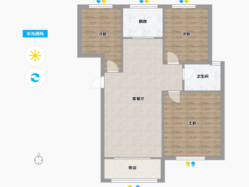 山东省-济宁市-华硕天韵-87.70-户型库-采光通风