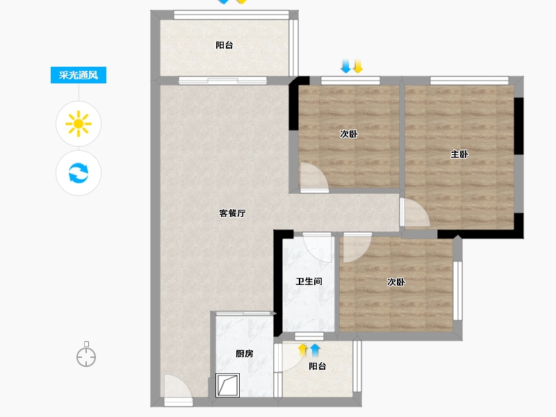 四川省-广元市-和城云著-71.20-户型库-采光通风