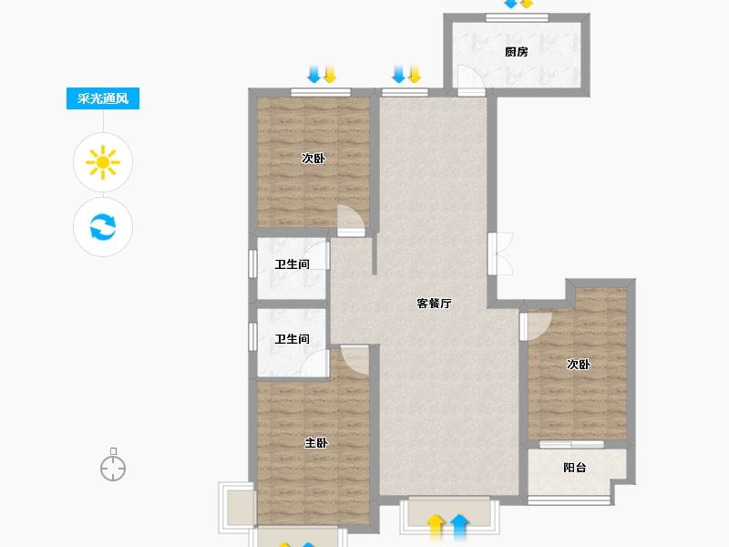 河北省-石家庄市-公园府邸-100.11-户型库-采光通风