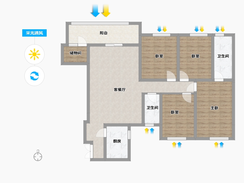 贵州省-黔东南苗族侗族自治州-万和景园-123.00-户型库-采光通风