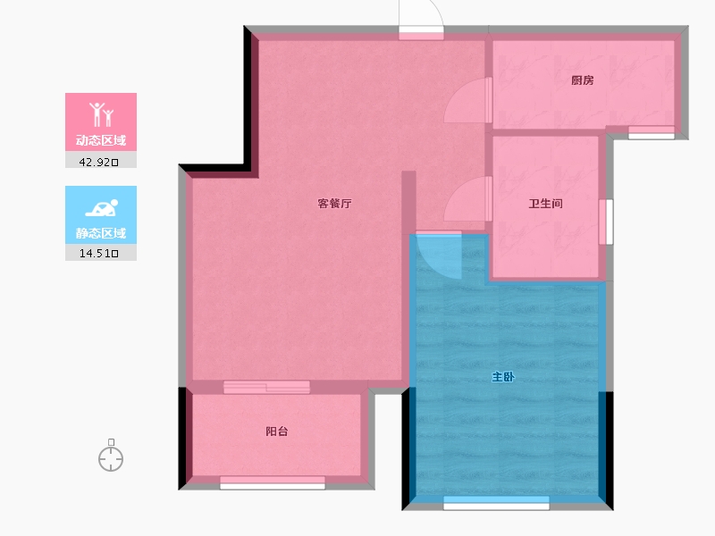 浙江省-嘉兴市-保利西塘越公寓-51.20-户型库-动静分区