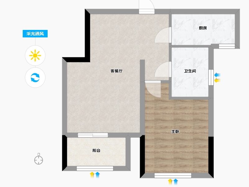 浙江省-嘉兴市-保利西塘越公寓-51.20-户型库-采光通风