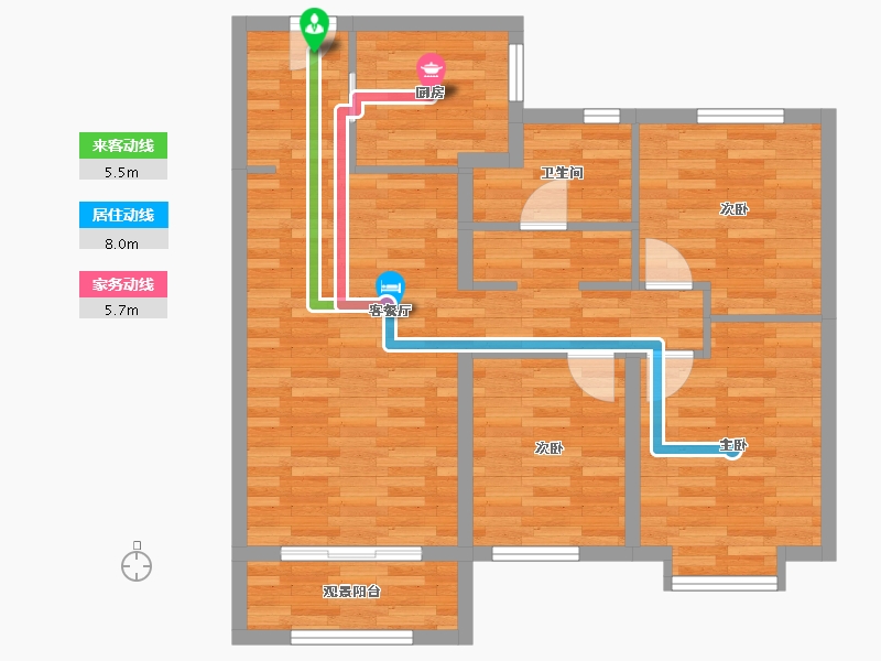 内蒙古自治区-呼和浩特市-富力城-76.98-户型库-动静线