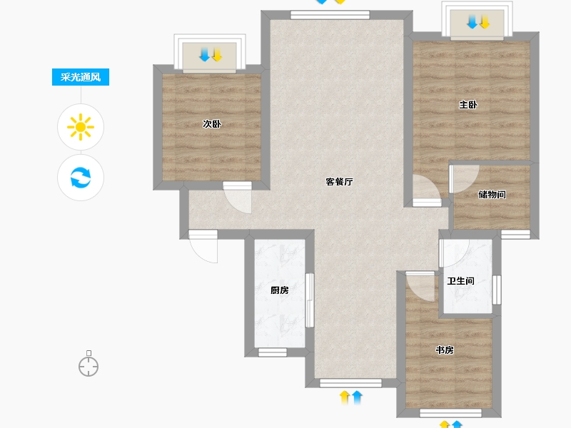 山东省-烟台市-豪森泰山府-85.00-户型库-采光通风