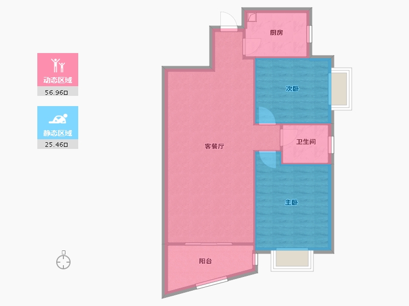 湖南省-长沙市-四季阳光花城-72.66-户型库-动静分区