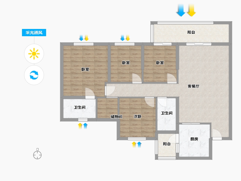 湖北省-荆州市-领地凤鸣兰台-109.60-户型库-采光通风