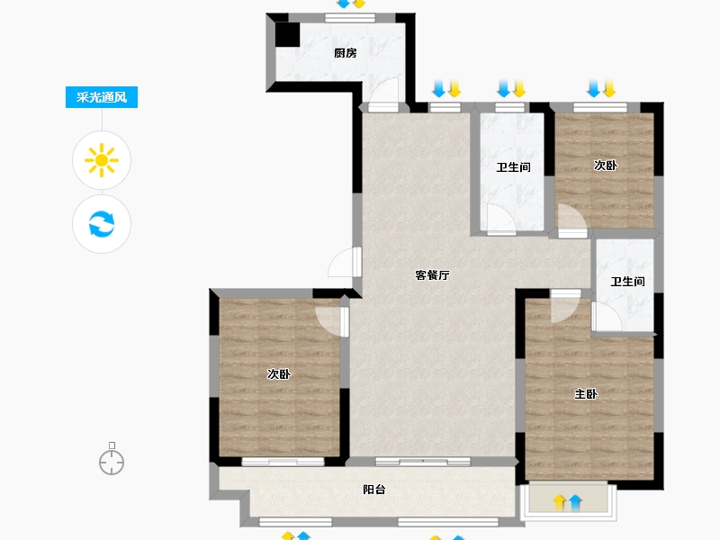 山东省-淄博市-源泰景城锦园-100.48-户型库-采光通风