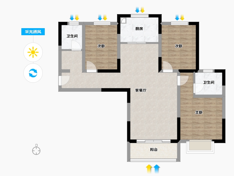 河南省-洛阳市-山水印象-102.87-户型库-采光通风