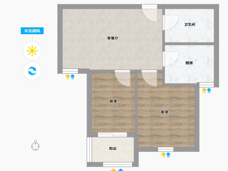 浙江省-杭州市-阳光逸城-49.60-户型库-采光通风