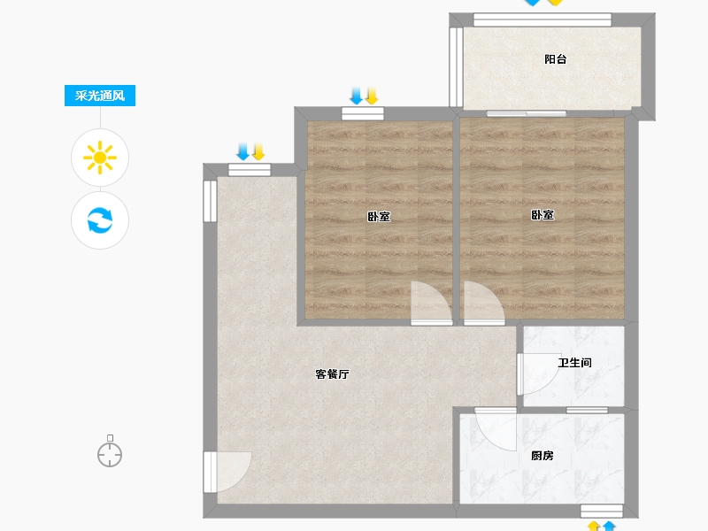 四川省-成都市-芳草东街1号院-55.00-户型库-采光通风