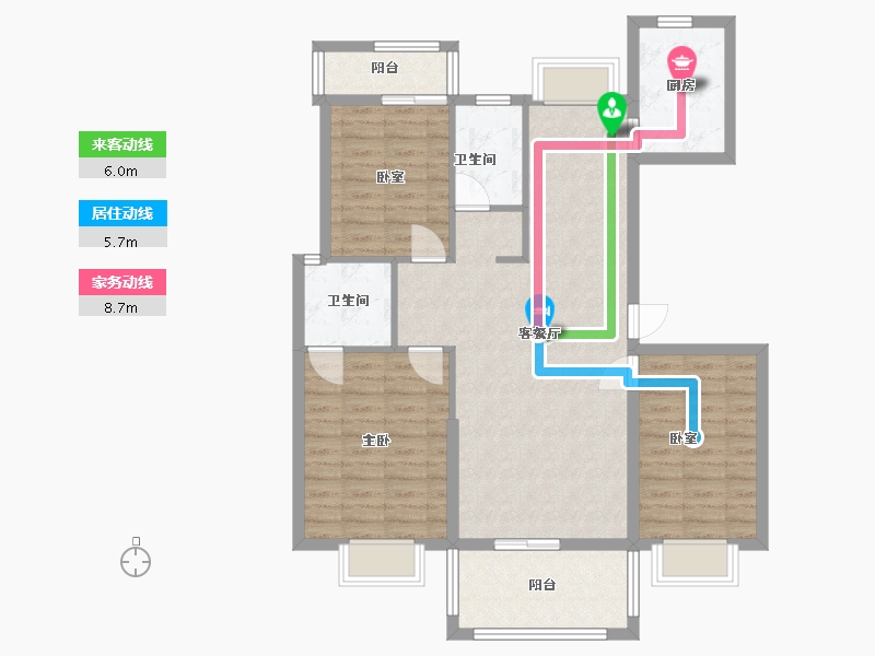 福建省-福州市-盛丰蓝湾明珠2期-95.43-户型库-动静线