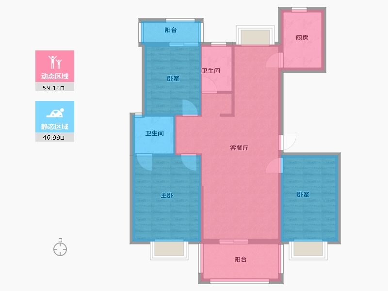 福建省-福州市-盛丰蓝湾明珠2期-95.43-户型库-动静分区