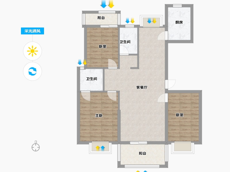 福建省-福州市-盛丰蓝湾明珠2期-95.43-户型库-采光通风