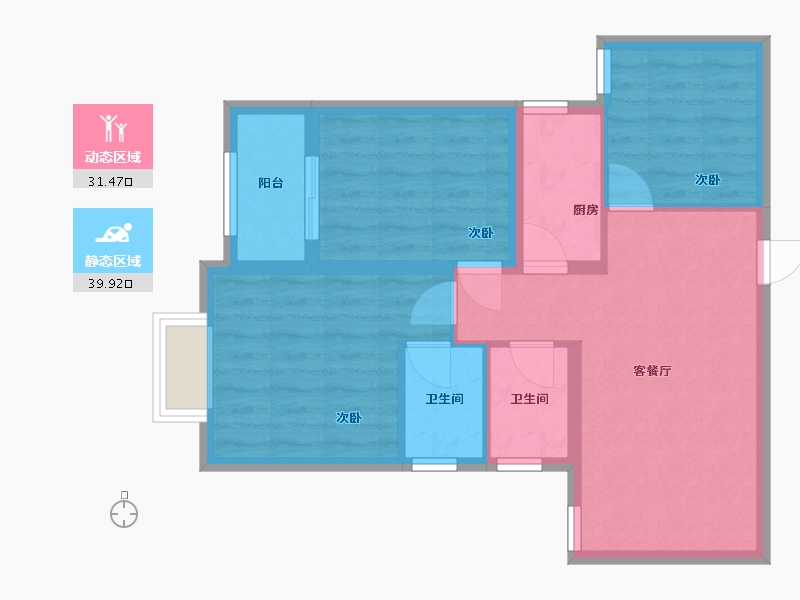 河南省-郑州市-浩创梧桐郡-71.27-户型库-动静分区