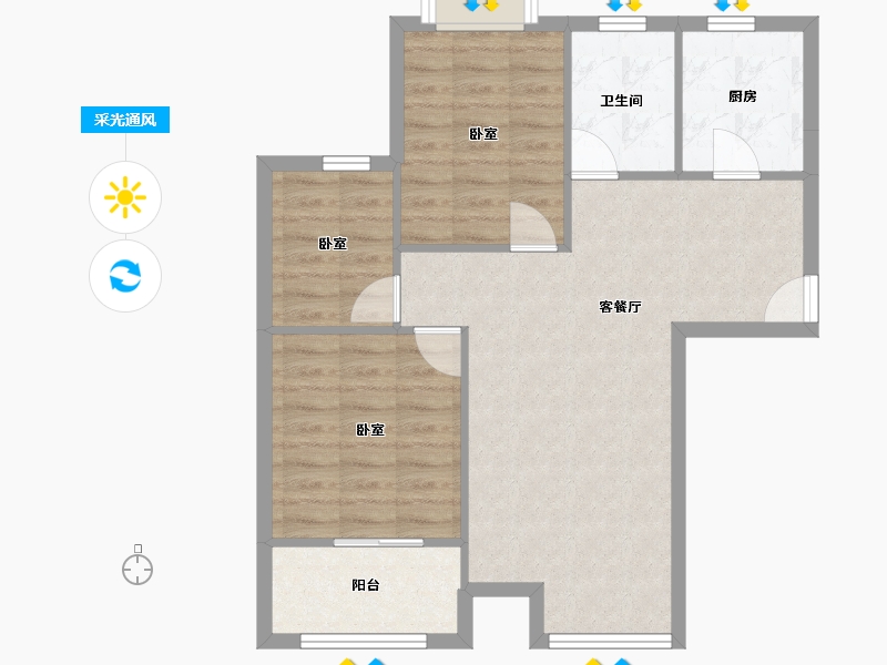 江苏省-南京市-天润城十二街区-73.51-户型库-采光通风