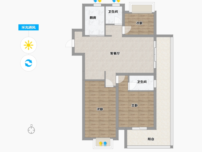 安徽省-阜阳市-公园里-96.80-户型库-采光通风