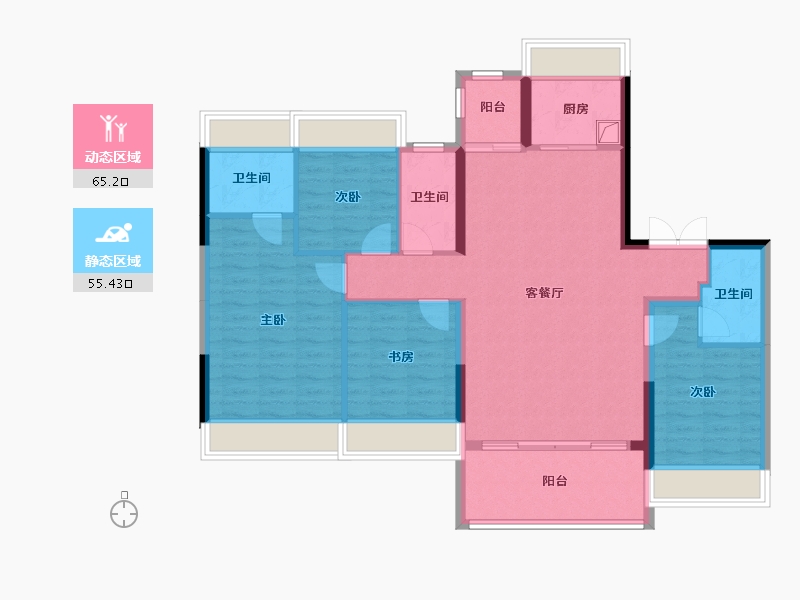 海南省-海口市-深铁珑境花园-113.50-户型库-动静分区