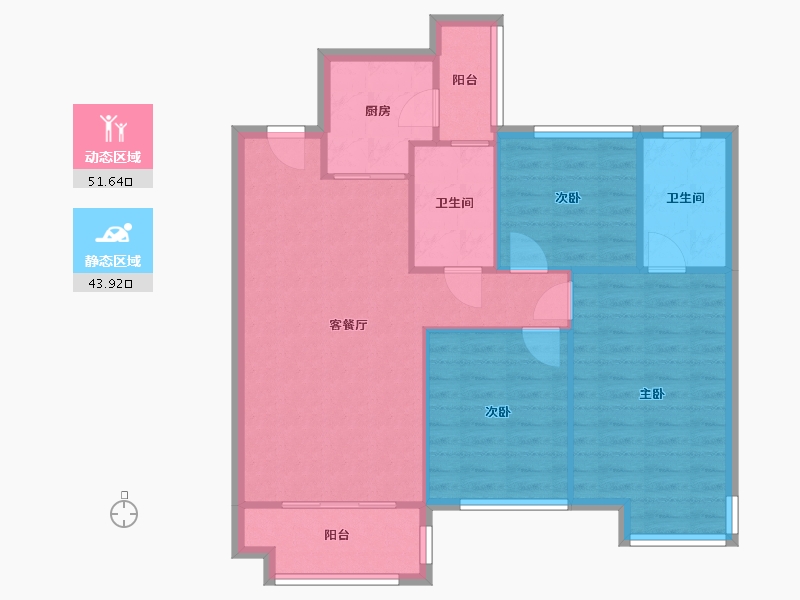 贵州省-贵阳市-华润国际社区-D区-82.62-户型库-动静分区