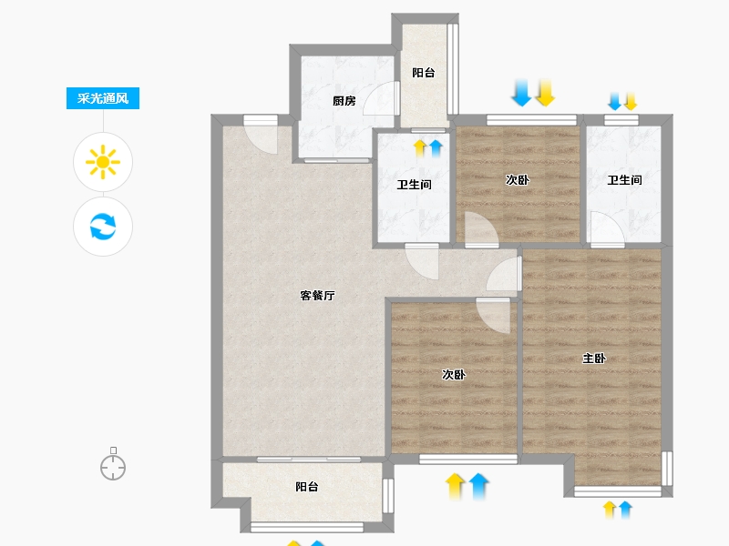 贵州省-贵阳市-华润国际社区-D区-82.62-户型库-采光通风