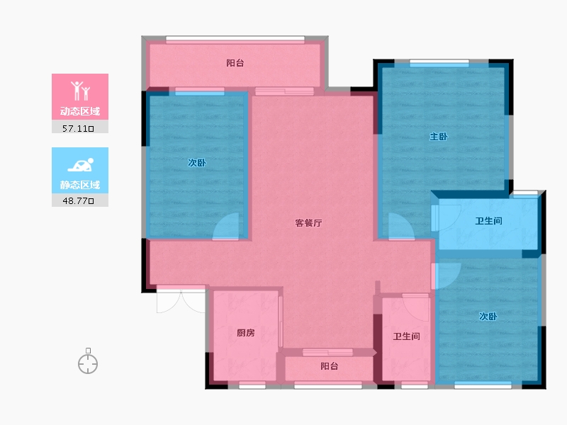 湖北省-咸宁市-裕融城-106.82-户型库-动静分区