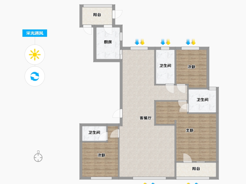 广东省-东莞市-世茂福晟钱隆华府-131.20-户型库-采光通风