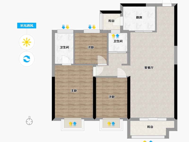 河北省-衡水市-碧桂园天悦府-93.80-户型库-采光通风