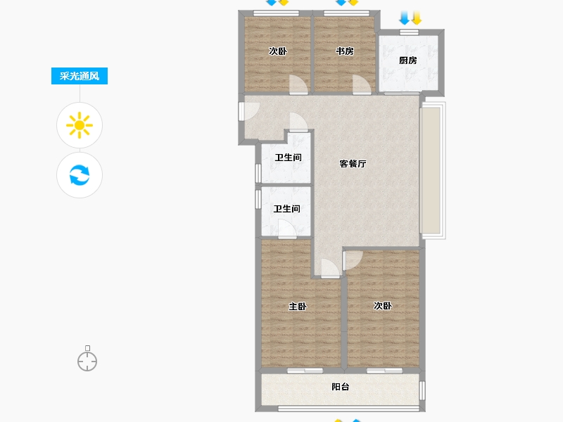 浙江省-杭州市-翠语彩虹里-111.20-户型库-采光通风