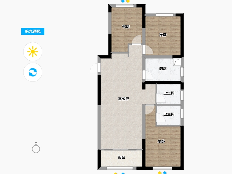 山东省-潍坊市-茂华爱琴海-98.40-户型库-采光通风