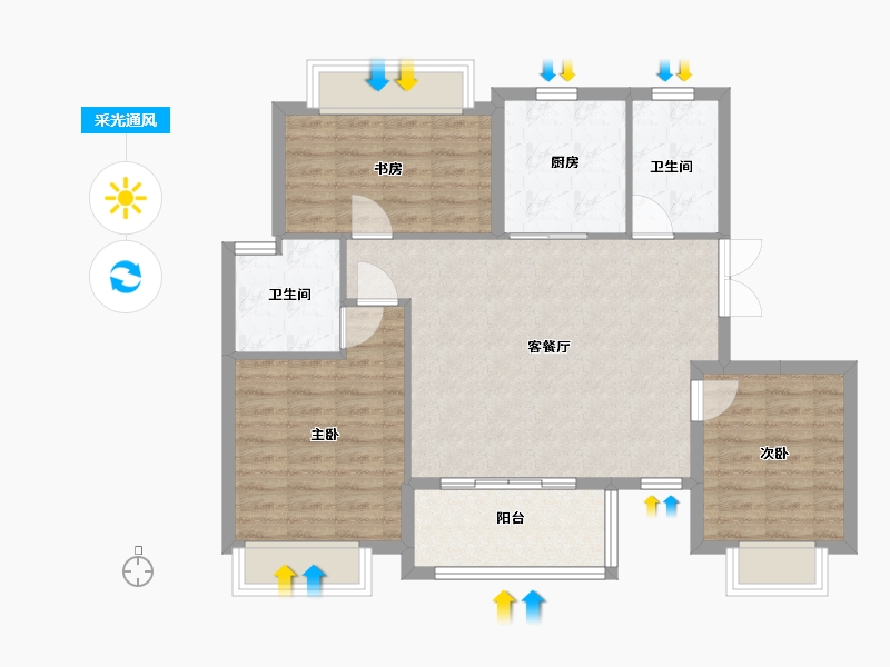 北京-北京市-太平路44号院-85.60-户型库-采光通风