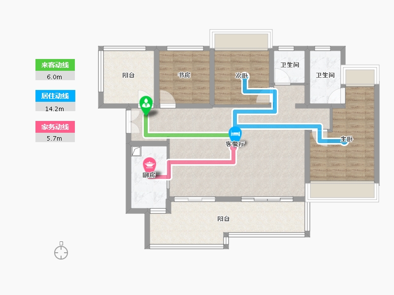 贵州省-贵阳市-吾悦华府-95.60-户型库-动静线