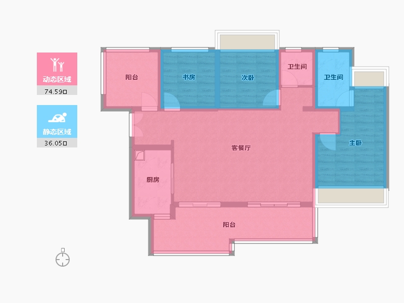 贵州省-贵阳市-吾悦华府-95.60-户型库-动静分区