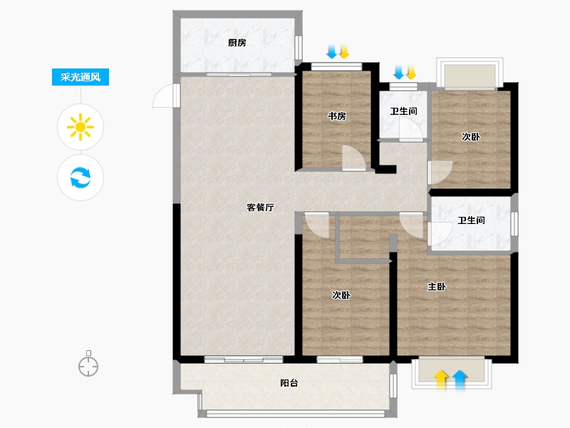 江苏省-无锡市-秀江南-110.08-户型库-采光通风