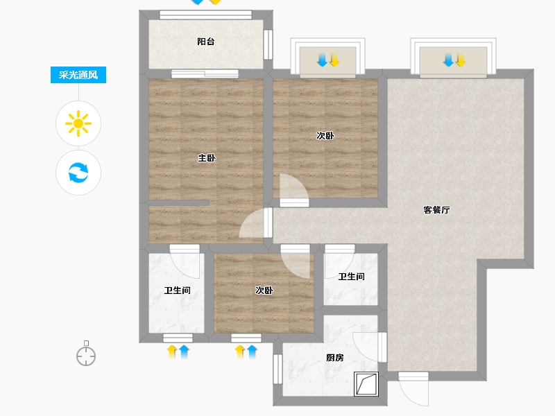 河北省-邢台市-正德澜庭-79.92-户型库-采光通风