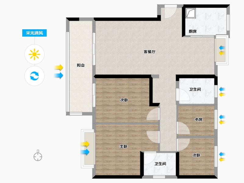 江西省-九江市-美的国宾府-118.40-户型库-采光通风