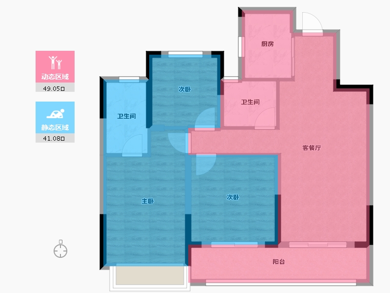 浙江省-杭州市-​星创雅望居-95.00-户型库-动静分区