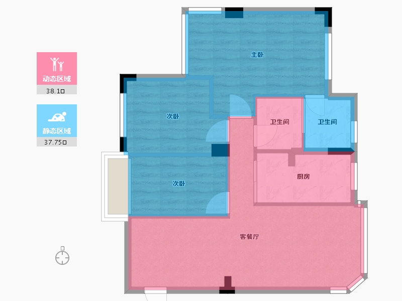 广东省-广州市-东秀村-5幢-74.88-户型库-动静分区