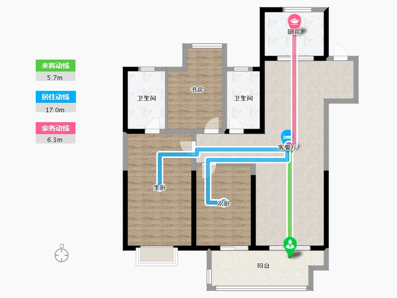 江苏省-无锡市-红蕾佳苑-125.00-户型库-动静线