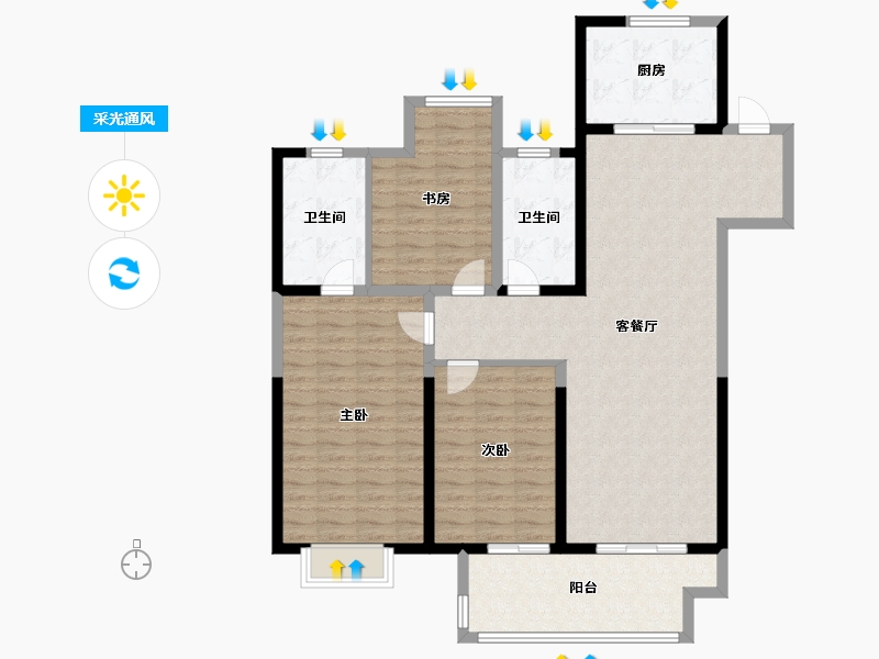 江苏省-无锡市-红蕾佳苑-125.00-户型库-采光通风