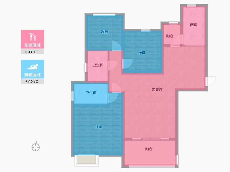 新疆维吾尔自治区-五家渠市-恒大金碧天下-104.97-户型库-动静分区