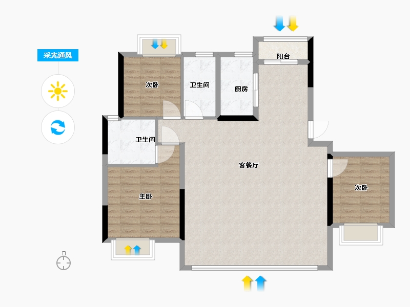 江西省-南昌市-朝阳春天-103.57-户型库-采光通风