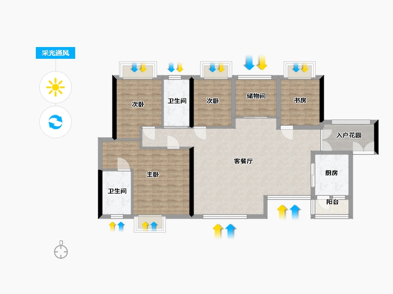 四川省-成都市-天府长城柏南郡-118.22-户型库-采光通风